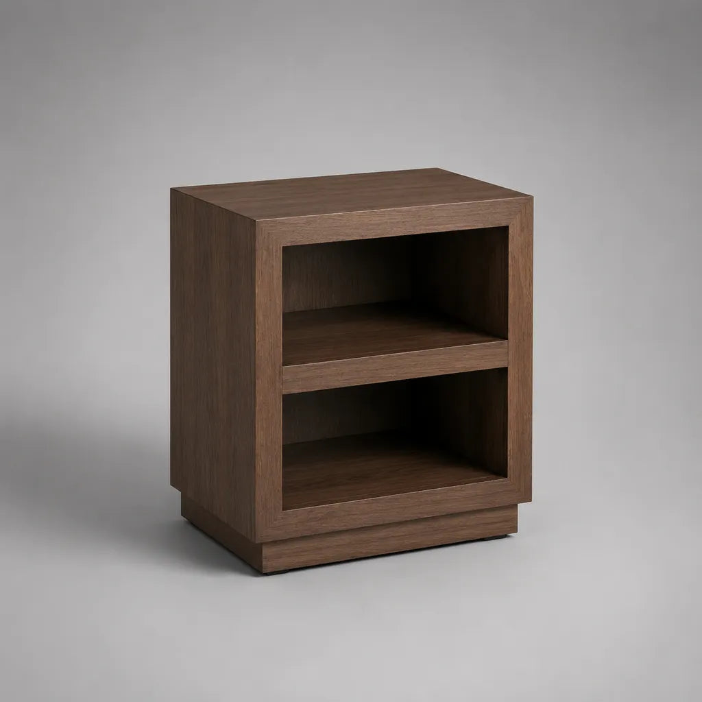 MDF comodino rettangolare con 2 nicchie aperte, marrone noce, 45 × 35 × 55 cm