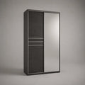 Armadio con 2 porte scorrevoli con specchio, in pannello a particelle grigio antracite, 120 × 60 × 200 cm