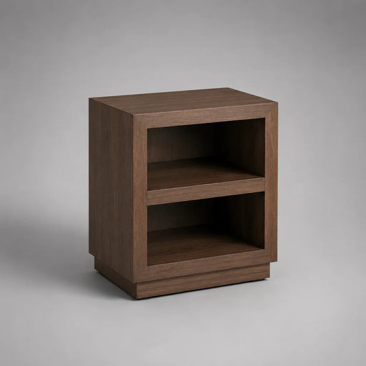 MDF comodino rettangolare con 2 nicchie aperte, marrone noce, 45 × 35 × 55 cm