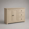 Buffet rettangolare in MDF effetto rovere leggero, 2 porte e 3 cassetti, 120 × 40 × 90 cm