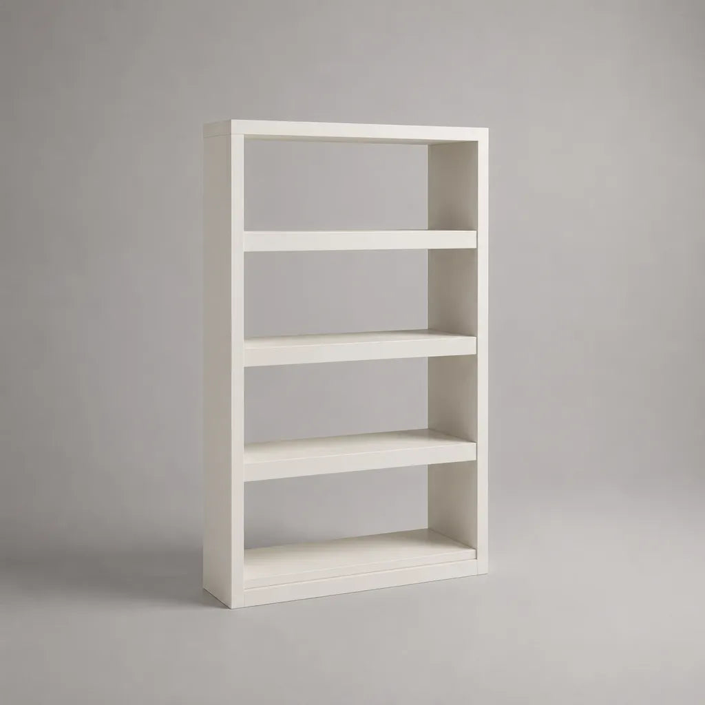 Libreria bianca a 4 livelli di pannello di particelle di melamina, 80 × 25 × 160 cm
