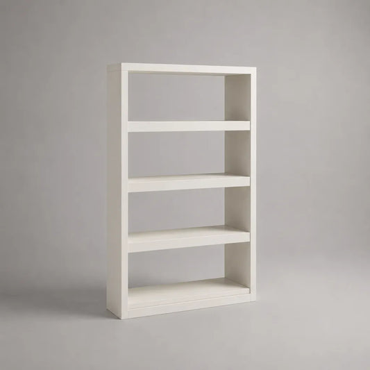 Libreria bianca a 4 livelli di pannello di particelle di melamina, 80 × 25 × 160 cm